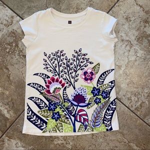 Tea Collection Cream Floral Shirt Girls Large